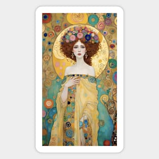 Gustav Klimt's Golden Muse: Inspired Woman in Ornate Splendor Magnet